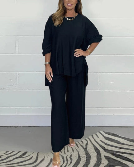 Maja | Elegant cotton two-piece set Carbon Black set