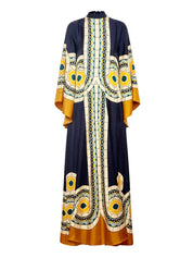 Twill Art Deco Print Maxi Dress Dresses