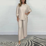 Maja | Elegant cotton two-piece set Soft Beige set