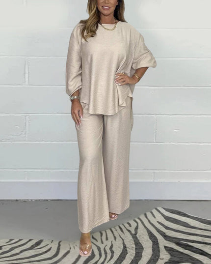 Maja | Elegant cotton two-piece set Soft Beige set