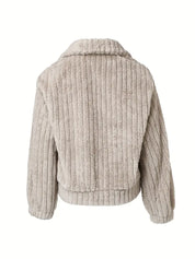 HINA™ - SOLID SINGLE BREASTED FUZZY COAT