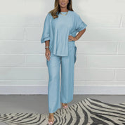 Maja | Elegant cotton two-piece set Sky Blue set