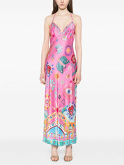 Chain Detail Slip Midi Dress Elegant & Versatile Pink Dresses