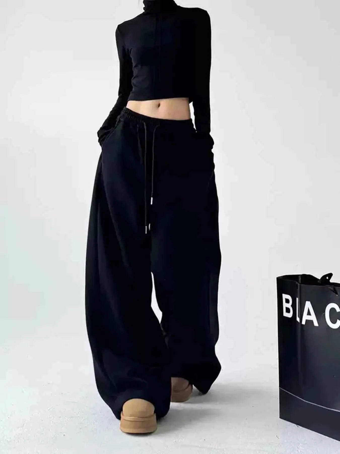 Oversized Wide Leg Drawstring Pants
