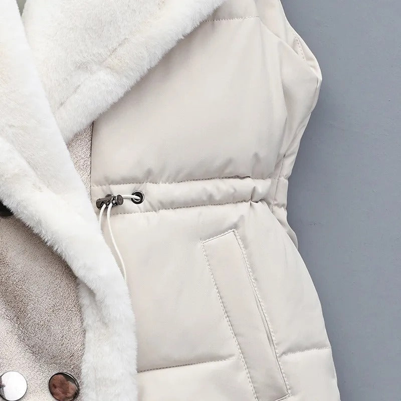 Elegant Layering Vest – Faux-Fur Collar Puffer Women's Jacket