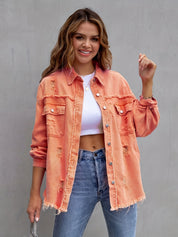 Oversized Denim Jacket Orange Jacket