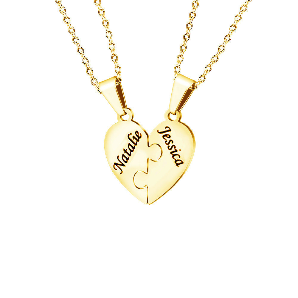 Family Heart Puzzle Necklace Gold 2 Necklace