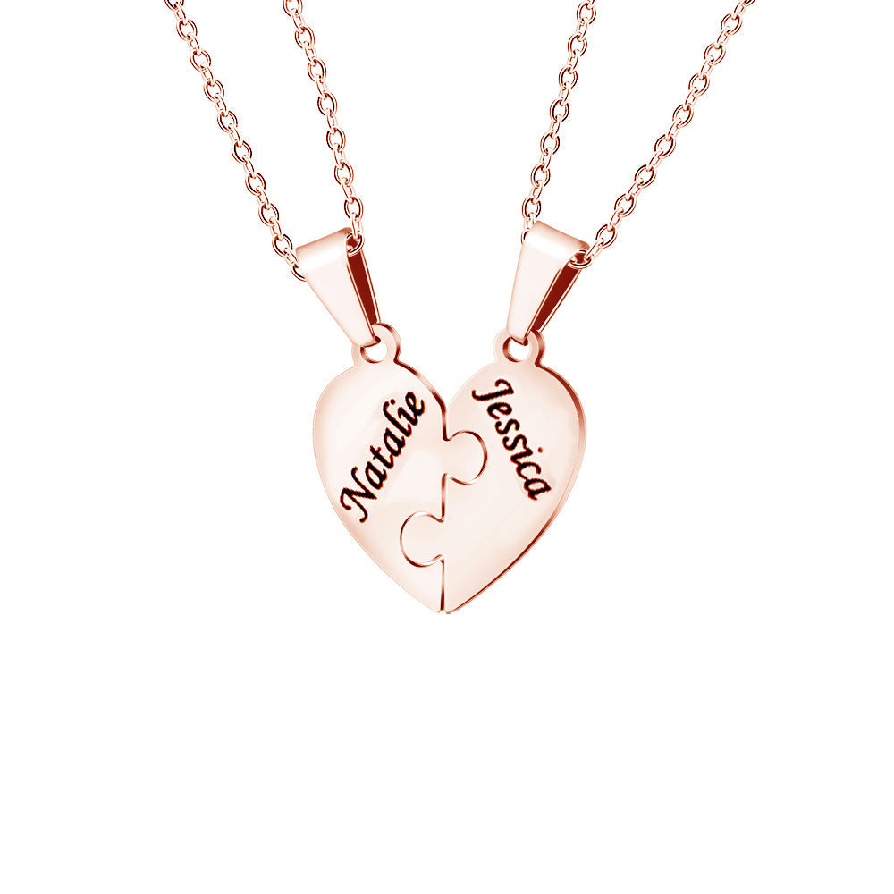 Family Heart Puzzle Necklace Rose Gold 2 Necklace