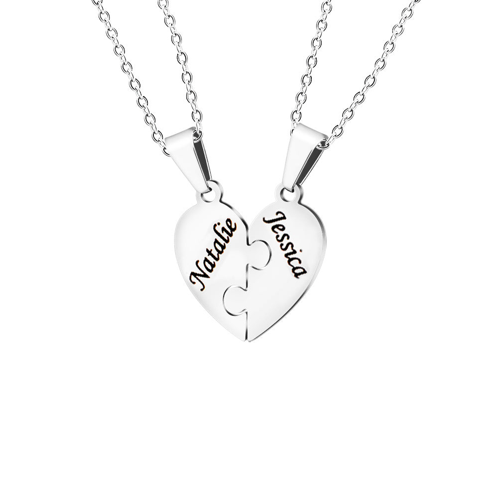 Family Heart Puzzle Necklace Silver 2 Necklace