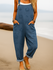 Women's Loose Floral Jumpsuit Blue Women Jumpsuit