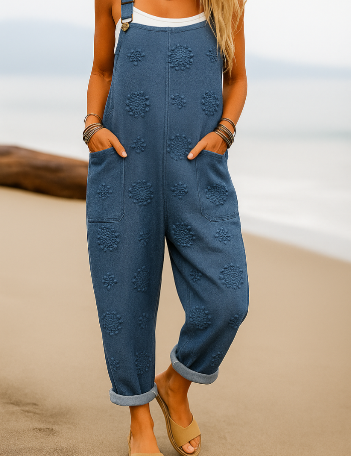 Women's Loose Floral Jumpsuit Blue Women Jumpsuit