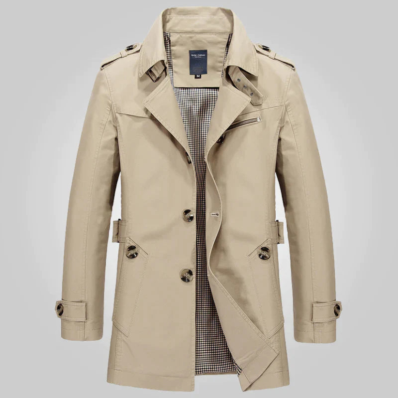 Men's Wool-Blend Trench Coat Khaki Coat