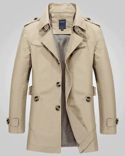 Men's Wool-Blend Trench Coat Khaki Coat