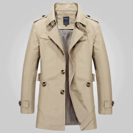 Men's Wool-Blend Trench Coat Khaki Coat
