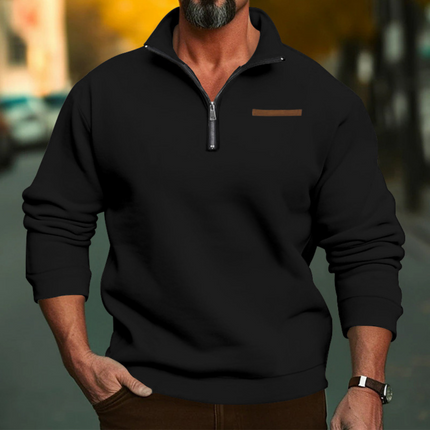 Winter Fleece Half-Zip Pullover Black Sweaters