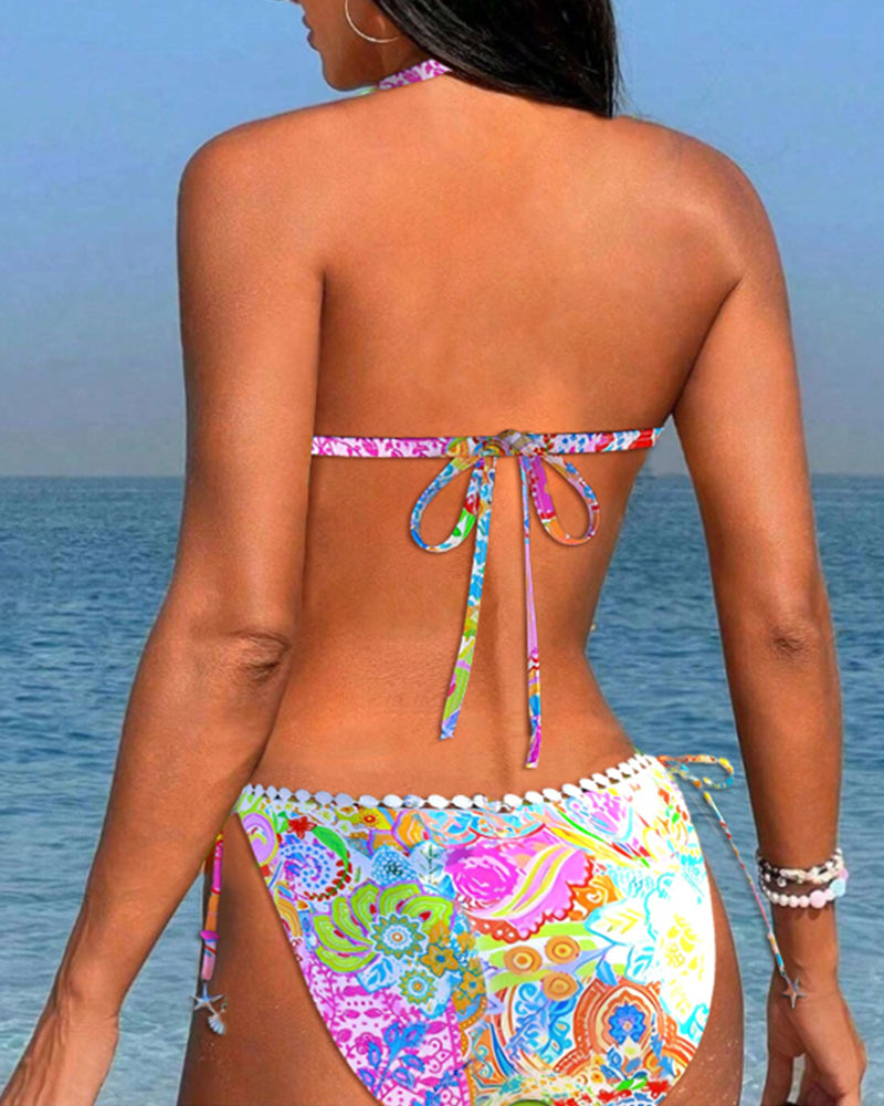 Amara | Colourful Patchwork Triangle Bikini Set TOP