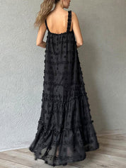 Flower Decor Pretty A-Line Layered Loose Maxi Dress Dresses