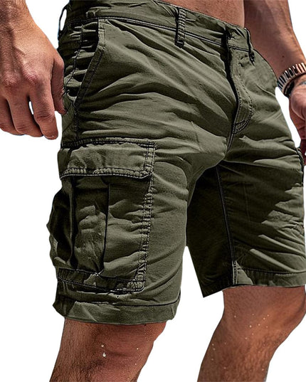 Men's Cargo Short Pants Made from High-Quality Cotton Green Men Shorts