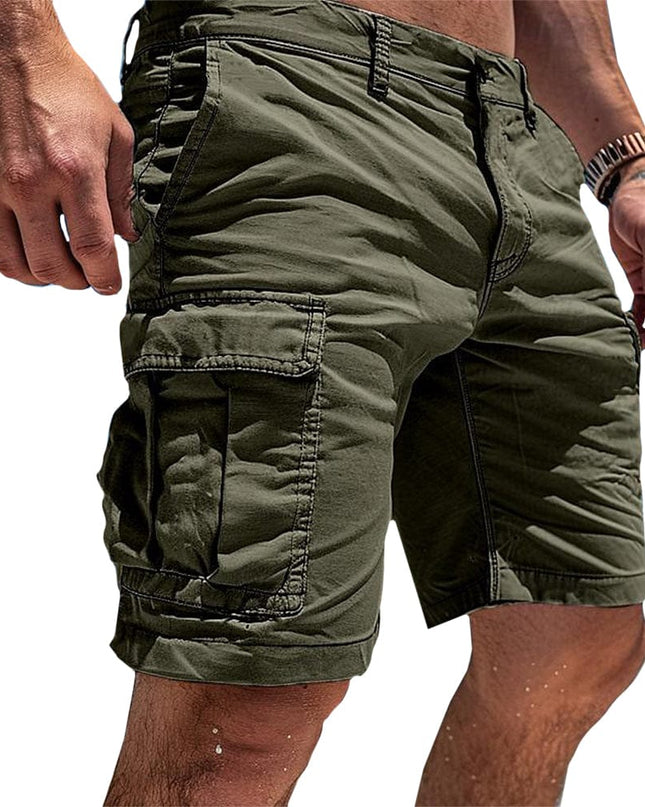 Men's Cargo Short Pants Made from High-Quality Cotton Green Men Shorts