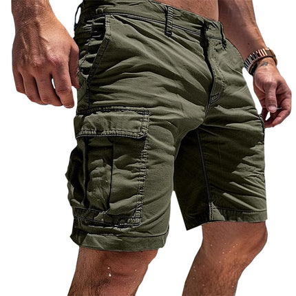 Men's Cargo Short Pants Made from High-Quality Cotton Green Men Shorts