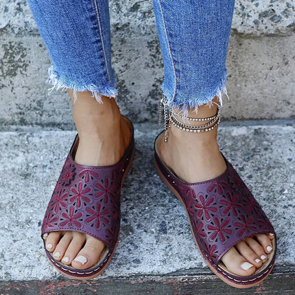 Women's Floral Orthopedic Sandals Wine red Orthopedic Sandals