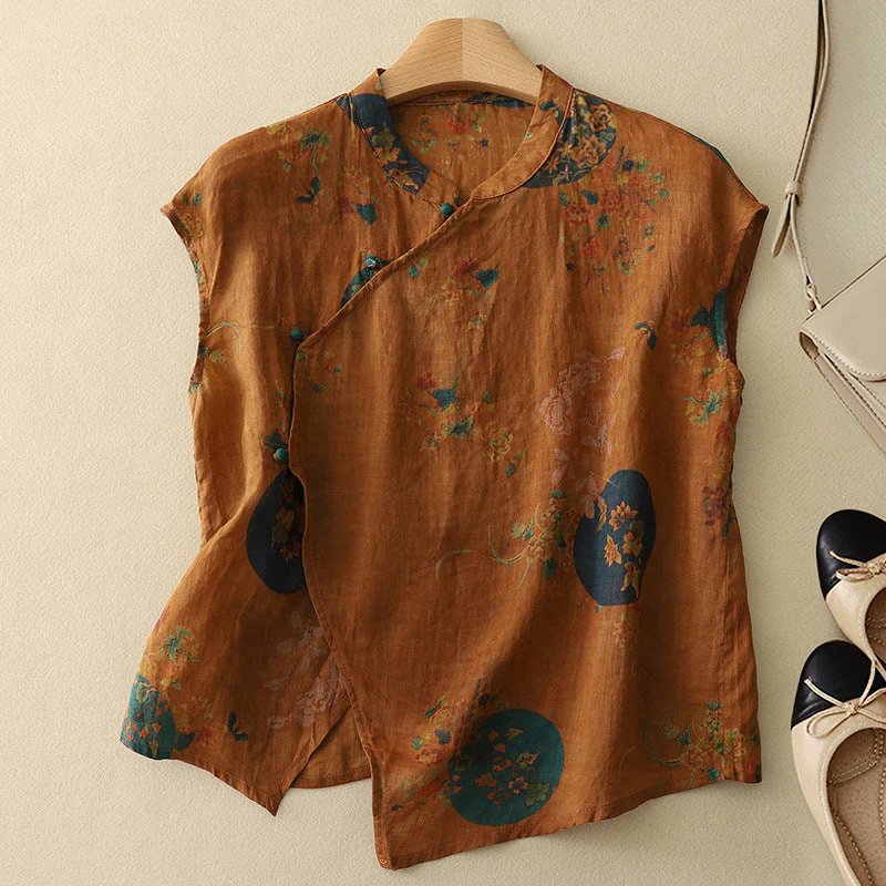 Amanda Linen Top Caramel Top