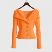 Elegant Colorful Knit Cardigan Orange Cardigan