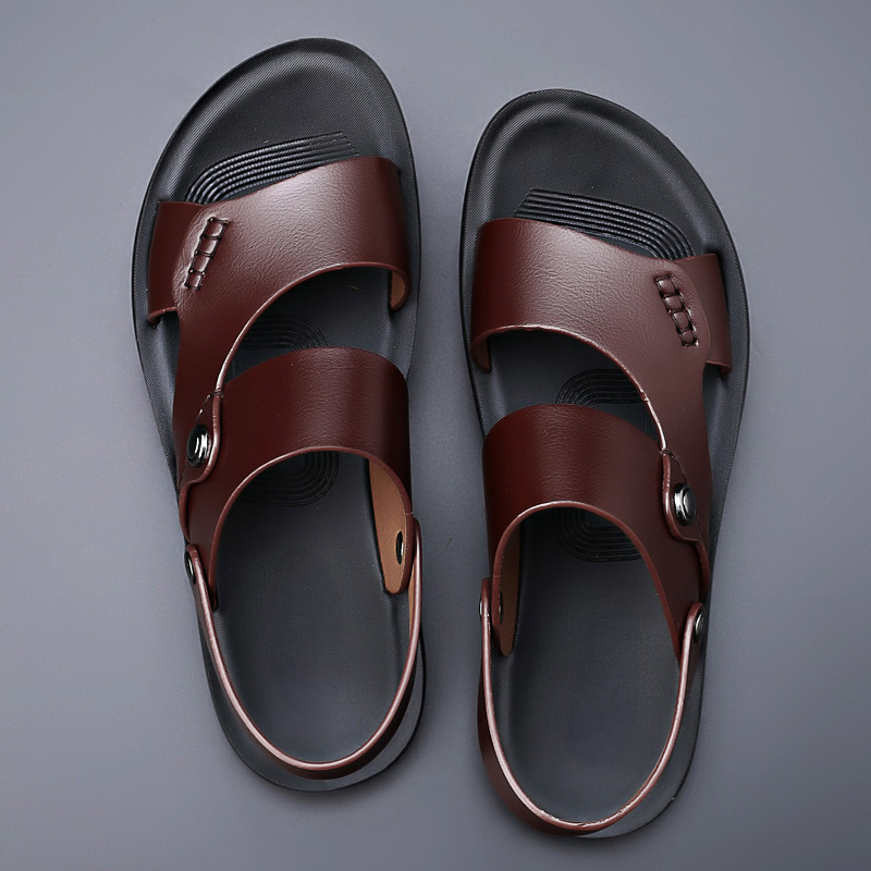 Marlow™ Leather Block-Heel Slide Sandals Brown Sandals