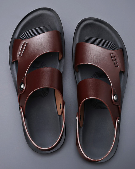 Marlow™ Leather Block-Heel Slide Sandals Brown Sandals