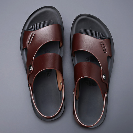 Marlow™ Leather Block-Heel Slide Sandals Brown Sandals