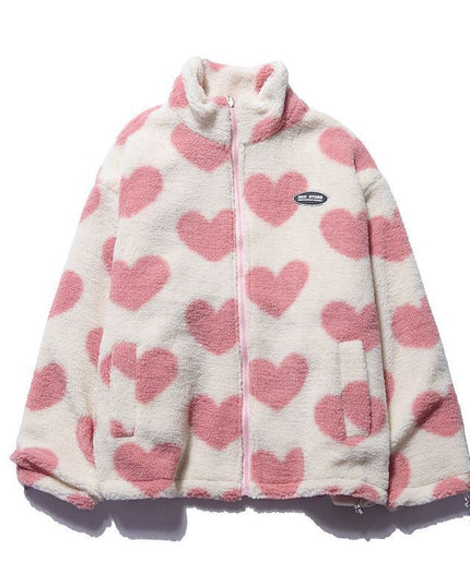 Women Heart Fleece Jacket Heart Fleece Jacket