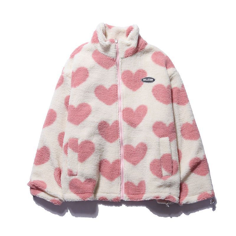 Women Heart Fleece Jacket Heart Fleece Jacket