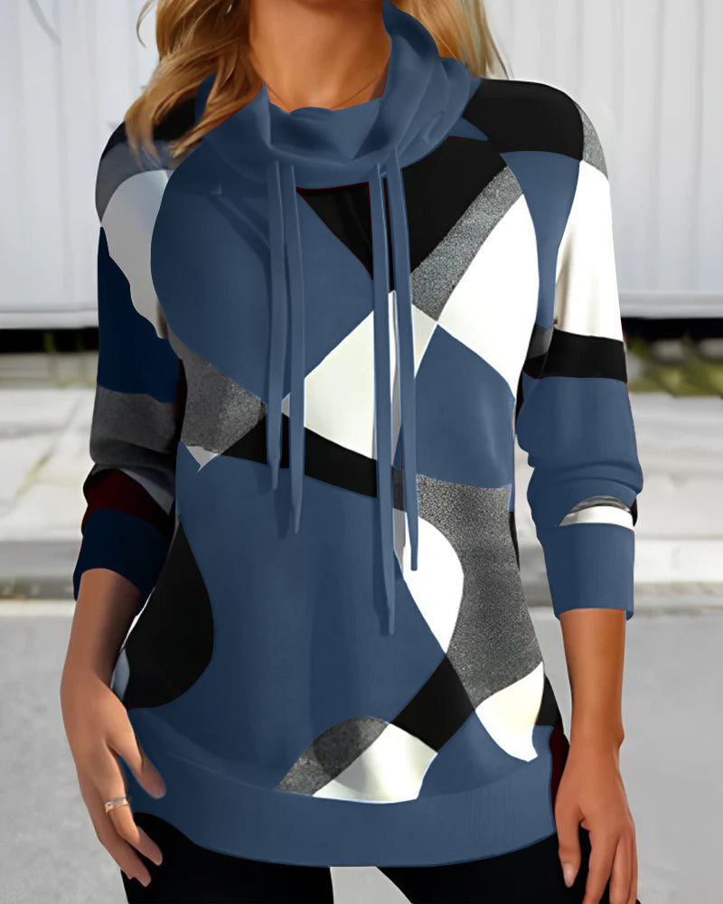 Trendy Color-block Hoodie Blue Hoodie