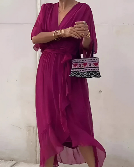 Seraphina | Timeless Wrap Midi Dress Violet Dresses