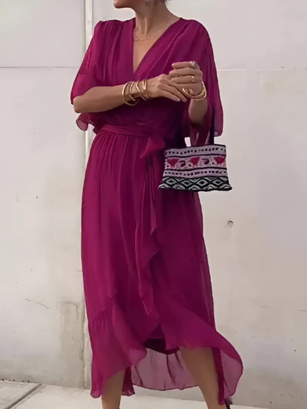 Seraphina | Timeless Wrap Midi Dress Violet Dresses