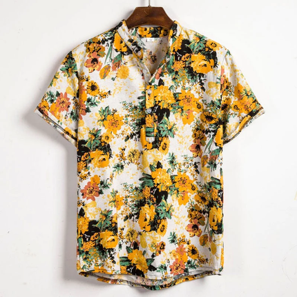 Men's Casual Shirt with Unique Design Yellow Shirts