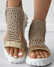 Freya™ - Knitted Orthopedic Sandals With Handmade Details Gold