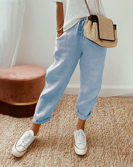 Bali - Elegant Cotton Pants Blue Pants