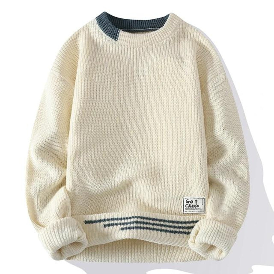 Sam | Cozy Knit Sweater Beige White