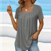 Junia - Elegant Pleated Blouse Dolphin Grey Blouses & Shirts