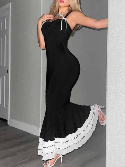The Black Sweetheart Neck Bodycon Slip Maxi Dress Black Dresses