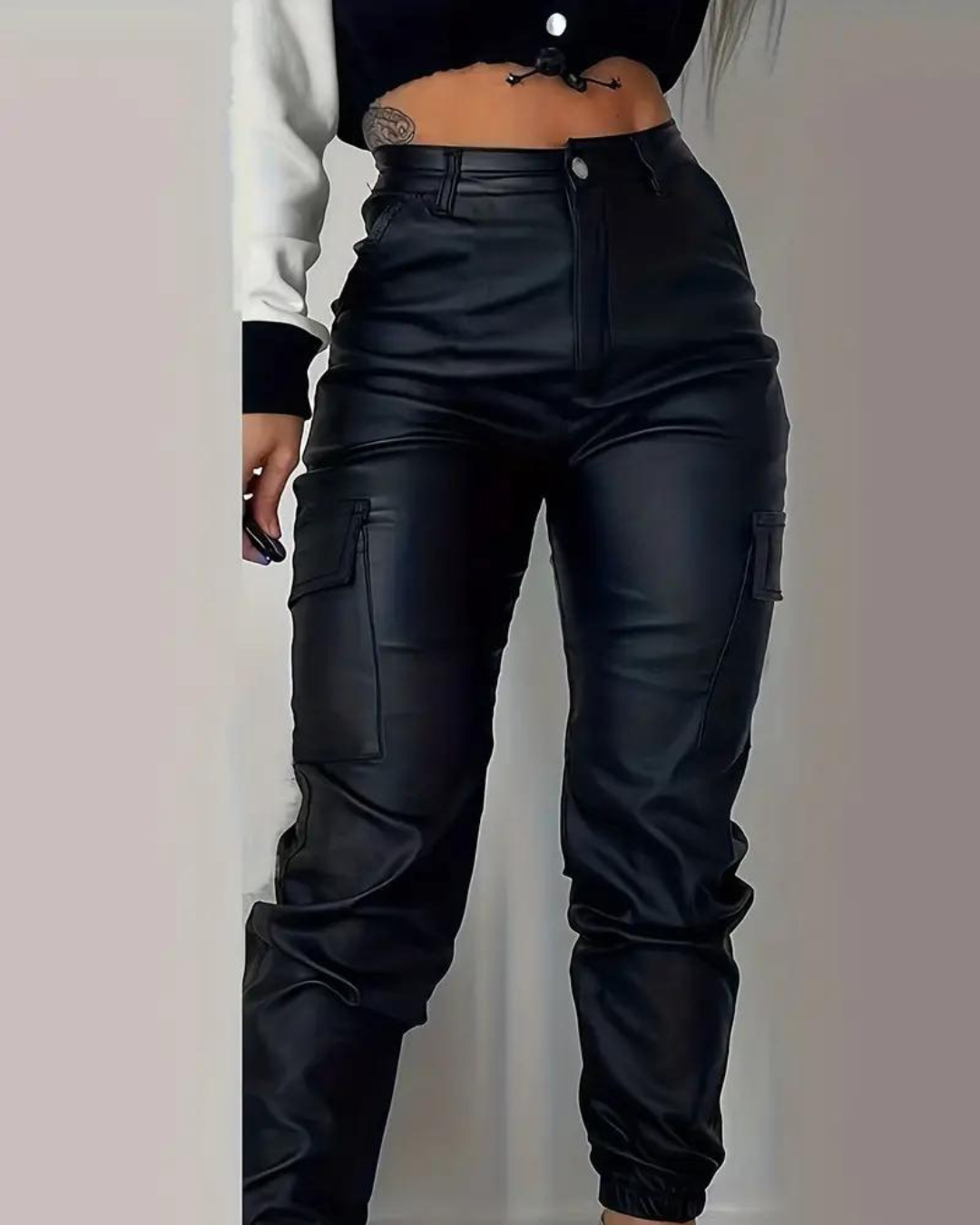 Ayla | Cargo Leather Pants Broeken