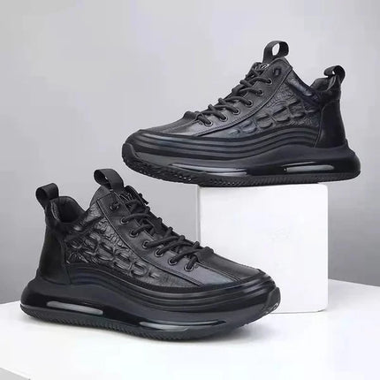 Men's Leather Air Cushion Sneakers Black shoes