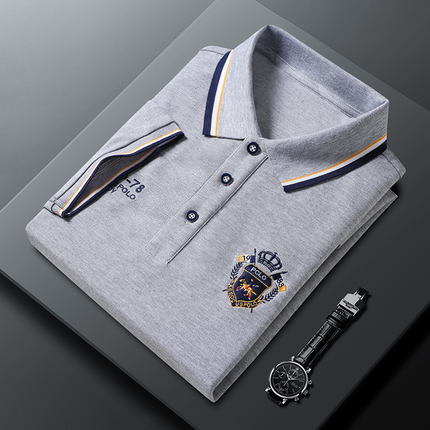 Men's Signature Stitched Luxury Polo Shirt Gray Polo Shirts
