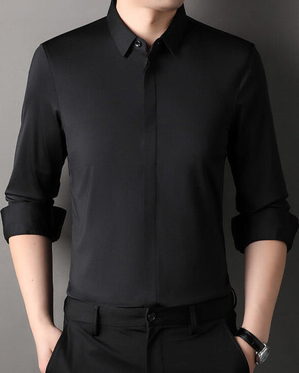 Edward | Premium Stretch-Fit Shirt Black Men Shirts