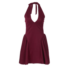 Sexy Deep V-neck Halter Dress