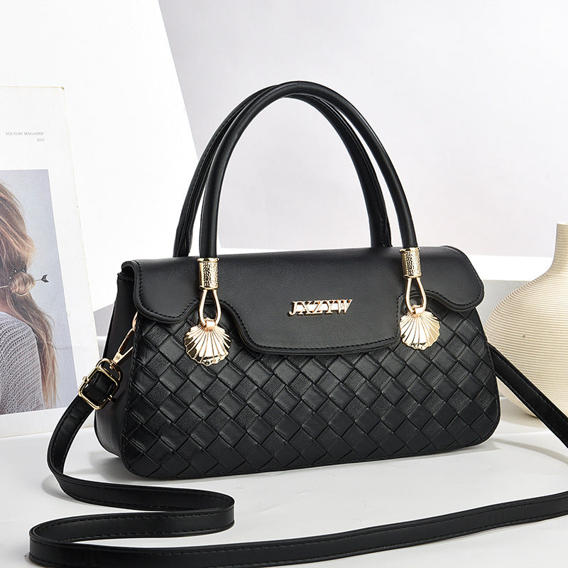 Vintage-Inspired Letter Print Women's Crossbody Handbag Black Length 28 Width 9 Height 15cm Handbags