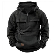 Men’s Zip-Up Hoodie – Drawstring & Pockets Black Men's Hoodie