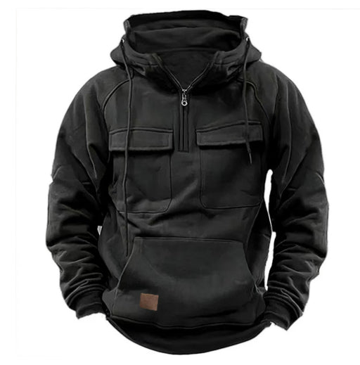 Men’s Zip-Up Hoodie – Drawstring & Pockets Black Men's Hoodie