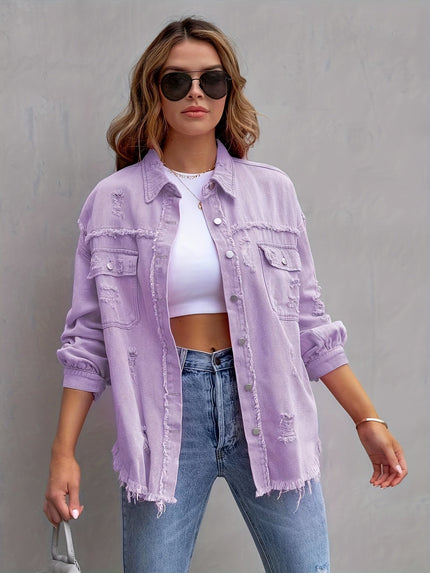 Oversized Denim Jacket Pale Purple Jacket